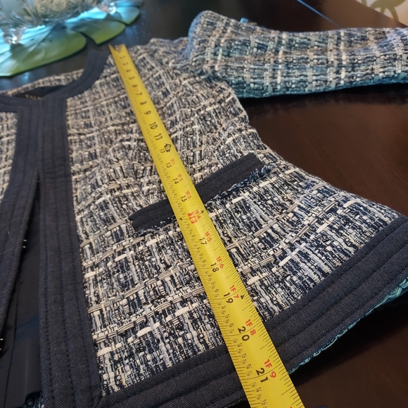 Talbots Petites Cotton/Poly Blend Tapestry 2pc Suit: Navy/Grey/Cream Tweed. NWT. - Picture 9 of 16